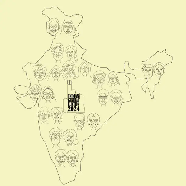 Vector illustration of Indian general election 2024 vector illustration.