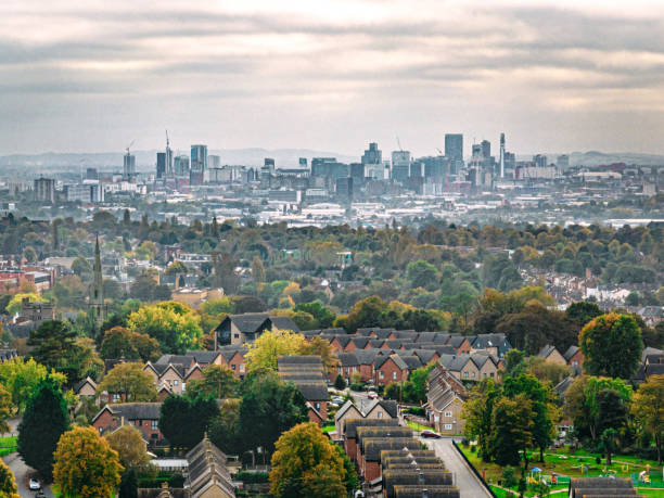 An Elevated View of City Centre Birmingham, England, UK, as seen from Wylde Green / Sutton Coldfield in Autumn