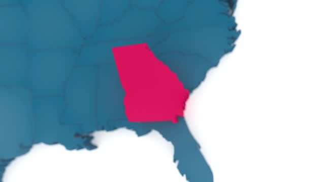 Map of GEORGIA United States America USA, 3D Animation