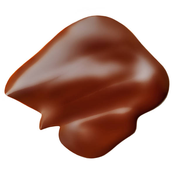 istock Melted chocolate dripping  isolated on white background. Pouring Milk Chocolate close up 2075741376