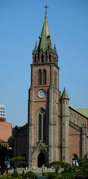 istock Korean Gothic architecture, Myeongdong Cathedral and spire 2075741461