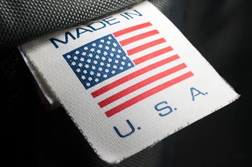 Made in USA label macro