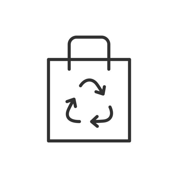 ilustrações de stock, clip art, desenhos animados e ícones de recyclable bag, linear icon. line with editable stroke - vector editorial cut out recycling