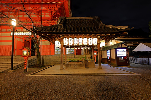 Kyoto, Japan- February 7th, 2024: Yasaka Shrine at Gionmachi Kitagawa, Higashiyama Ward, Kyoto, Japan