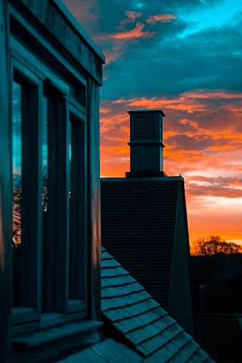 Modern House Chimney in an evening sky backdrop