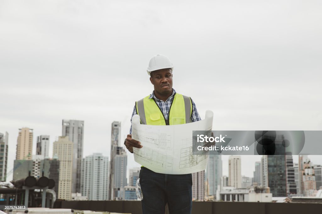 Base Building Engineer Engineers With Draft Plan Of Building On Constructing Site Engineer ...