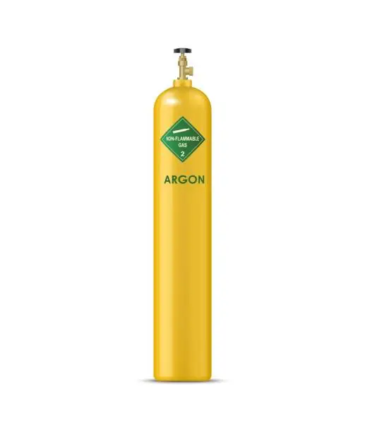 Vector illustration of Realistic argon gas cylinder, vector metal balloon