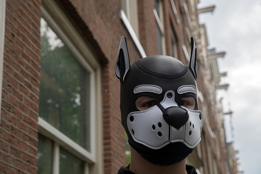 Man With Dog Mask At The Gaypride At Amsterdam The Netherlands 5-8-2023