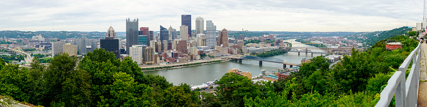 Panoramic view of Pittsburgh skyline as seen from Mount Washington.