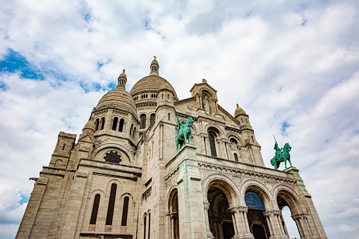 Paris, France - July 23 2022: Sacre Coeur is a basilica located at the top of Montmarte Hill.