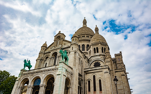 Paris, France - July 23 2022: Sacre Coeur is a basilica located at the top of Montmarte Hill.