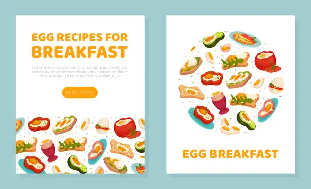 Vector illustration of Tasty Egg Food Banner Design with Cooked Meal Vector Template