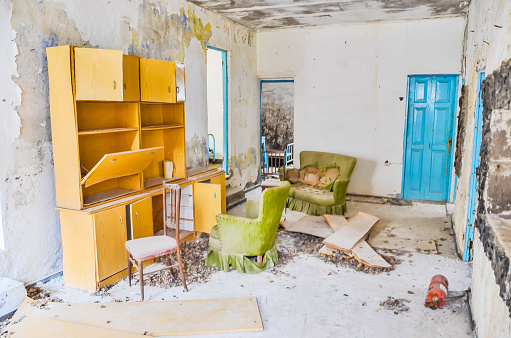 Interior Of An Abandoned House in Canary Islands Spain