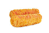 Fried Crab sticks in crumbs on a white isolated background