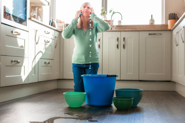 istock Worried home owner dealing with water leak in the kitchen 2075834356