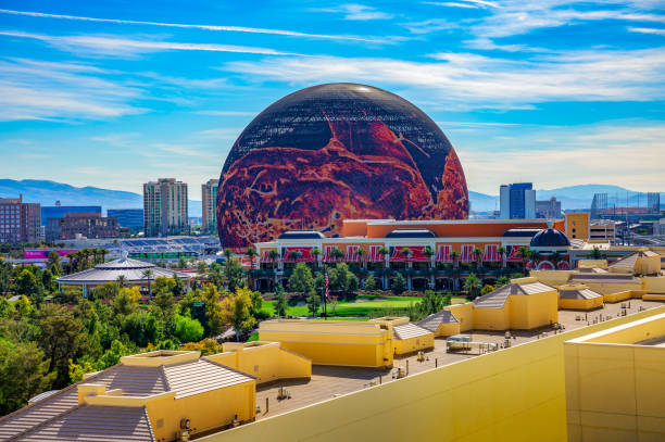 Las Vegas, Nevada, USA - November 10, 2023: MSG Sphere in Las Vegas. The Sphere is a cutting-edge entertainment venue composed of 1.2 million lit-up LED lights for a unique visual experience.