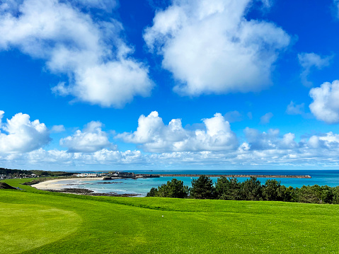 The view from the golf course towards Braye beach