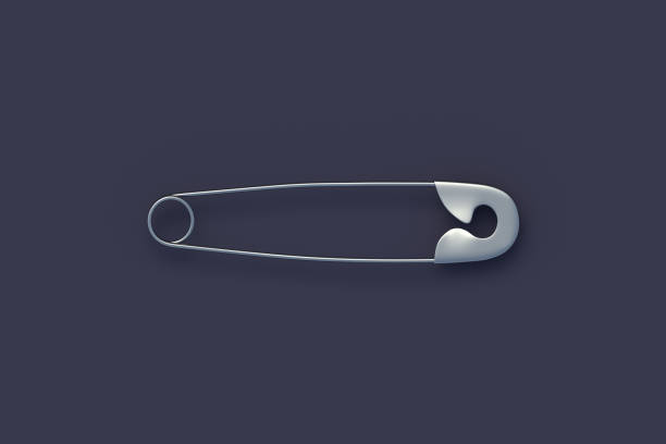 istock Safety pin on gray background. Tool for sewing. Top view. 3d render 2075841822