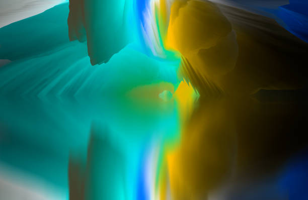 Magical world. Abstract Landscape, surreal lake and reflections. art, creativity and imagination. 3d illustration.