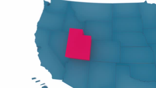 Map of UTAH United States America USA, 3D Animation