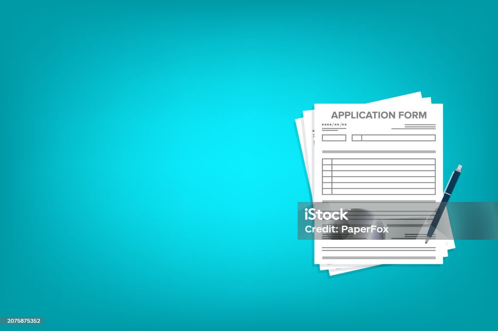 Application Form Graphix Application Form And Pen Claim Form Paperwork Concepts Flat Design ...