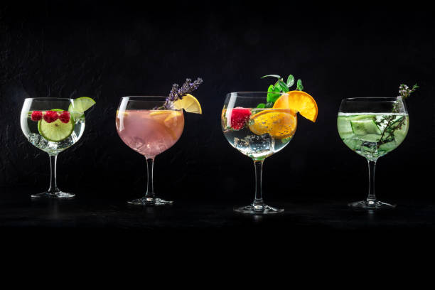 istock Fancy cocktails with fresh fruit. Gin and tonic drinks with ice at a party 2075877557