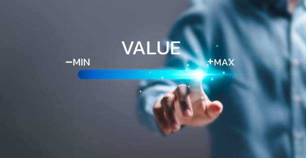 istock Businessman touch virtual screen of progress bar with the word VALUE for growth value, increase value, value added and business growth concept. 2075877808