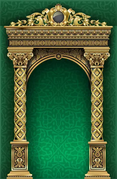 Vector illustration of Arch of gold in the oriental style
