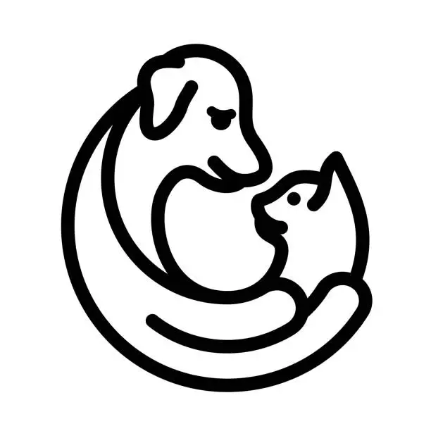 Vector illustration of Pets and Animal Welfare Outline Symbol