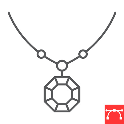 Pendant line icon, jewelry and accessory, necklace vector icon, vector graphics, editable stroke outline sign, eps 10.