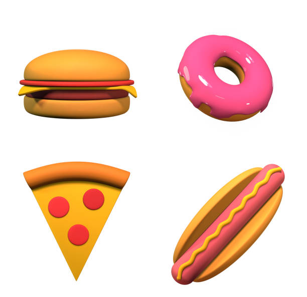 istock cartoon fast food icons on a white background 3d rendering 2075908108