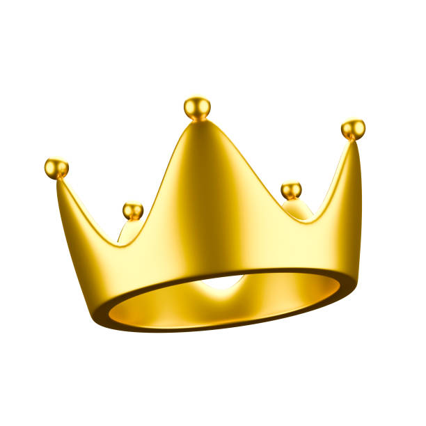 cartoon style precious 5-pointed gold crown 3d. - 5pointed стоковые фото и изображения