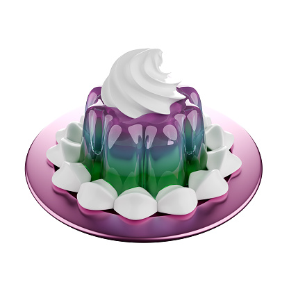 Cartoon style Delicious Jello 3D rendering on white background have work path.