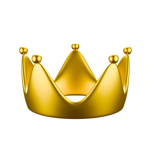 cartoon style precious 5-pointed gold crown 3d. - 5pointed стоковые фото и изображения