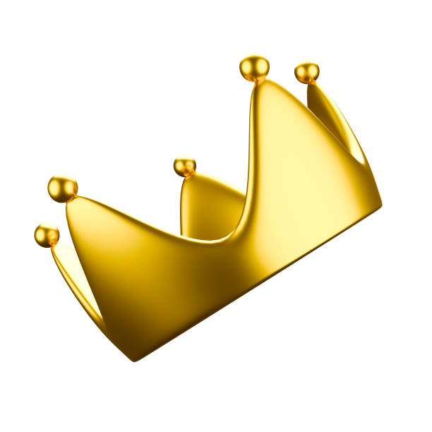 cartoon style precious 5-pointed gold crown 3d. - 5pointed fotografías e imágenes de stock