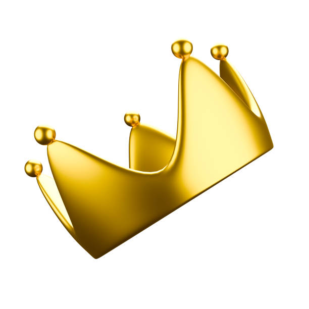 cartoon style precious 5-pointed gold crown 3d. - 5pointed - fotografias e filmes do acervo