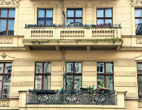Apartment building facade in Europe