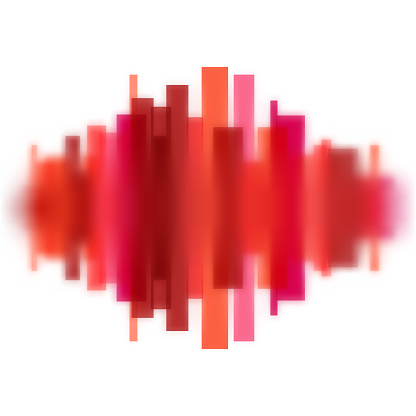 Blurred vector waveform made of transparent red lines