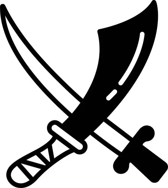 Vector illustration of Sword glyph and line vector illustration