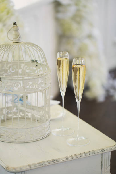 istock Glasses of champagne, cage, towel wedding 2076026191