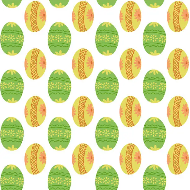 Vector illustration of Easter seamless pattern with easter eggs on white