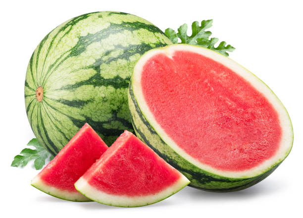 istock Seedless watermelon and water melon slices isolated on white background. 2076041952