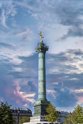 Paris, place de la Bastille, column with statue of the golden angel