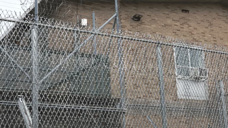 Razor wire on jail building