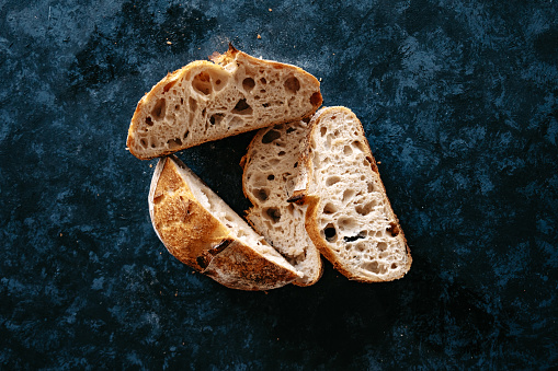 Sliced Homemade Artisan Sourdough Whole Wheat Bread