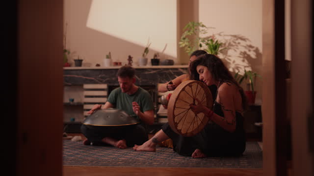 People playing spiritual music for music and sound healing therapy