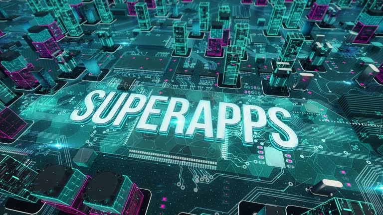 Superapps with digital technology hitech concept