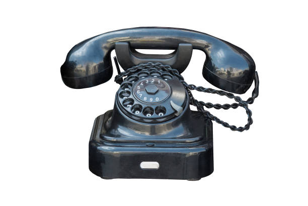 Vintage retro phone isolated on white background.