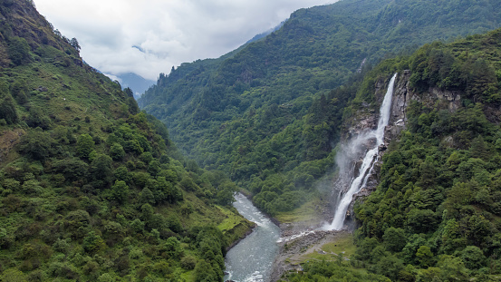 Jang falls also known as nuranang falls or bong bong falls some 100 metres high waterfall it falls into nuranang river and engulfed by mountains in tawang district Arunachal Pradesh state of India.