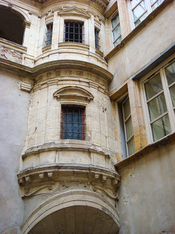View of the old house. Close-up. Lyon. France.